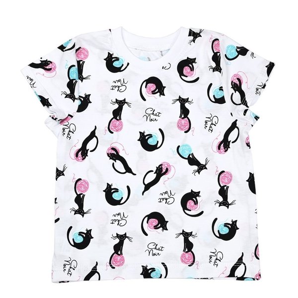 Kinder T-Shirt Mädchen 100% Baumwolle Kurzarm Katze
