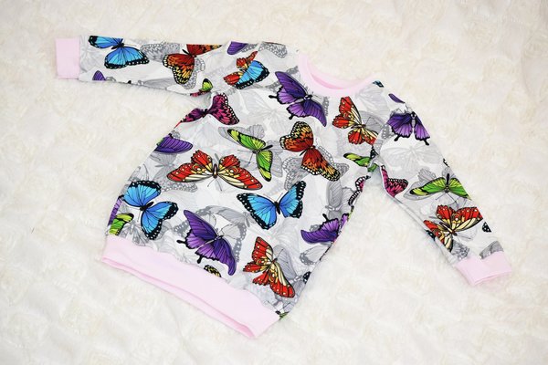 Sweatshirt Schmetterlinge Kinder Pullover Langarmshirt handgefertigt