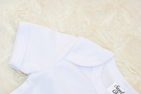 Baby Body Kurzarm 100% Baumwolle handgefertigt Weiß