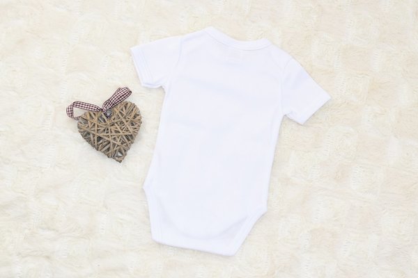 Baby Body Kurzarm 100% Baumwolle handgefertigt Weiß
