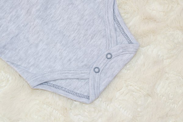 Baby Body Kurzarm 100% Baumwolle handgefertigt Grau