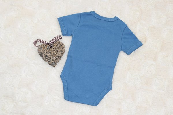 Baby Body Kurzarm 100% Baumwolle handgefertigt Blau