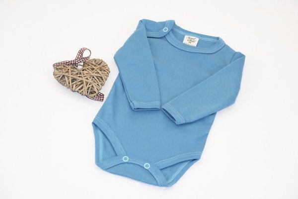 Baby Body Langarm 100% Baumwolle Blau